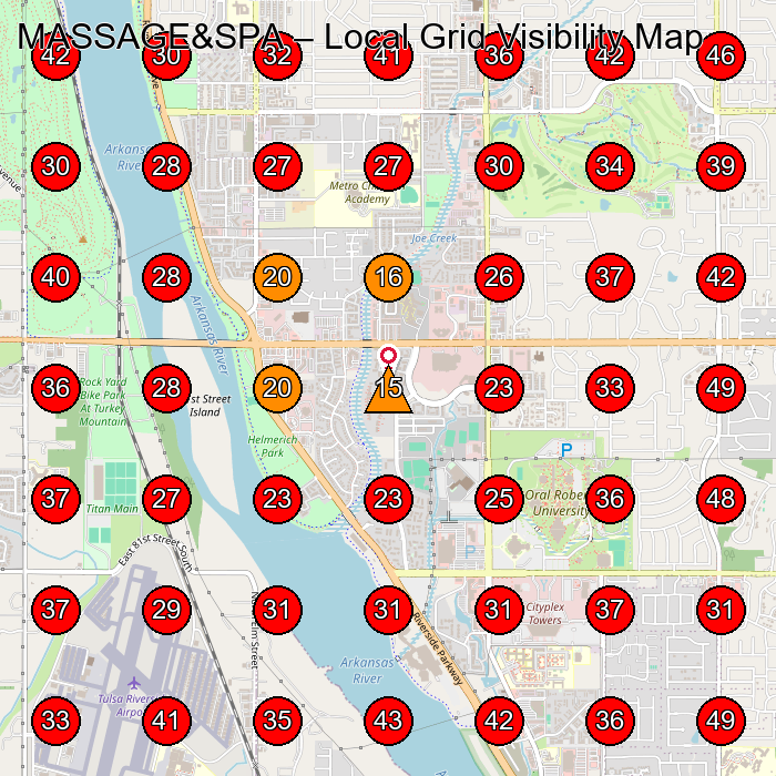 MASSAGE&SPA GeoGrid visibility map for Massage Spa in Tulsa